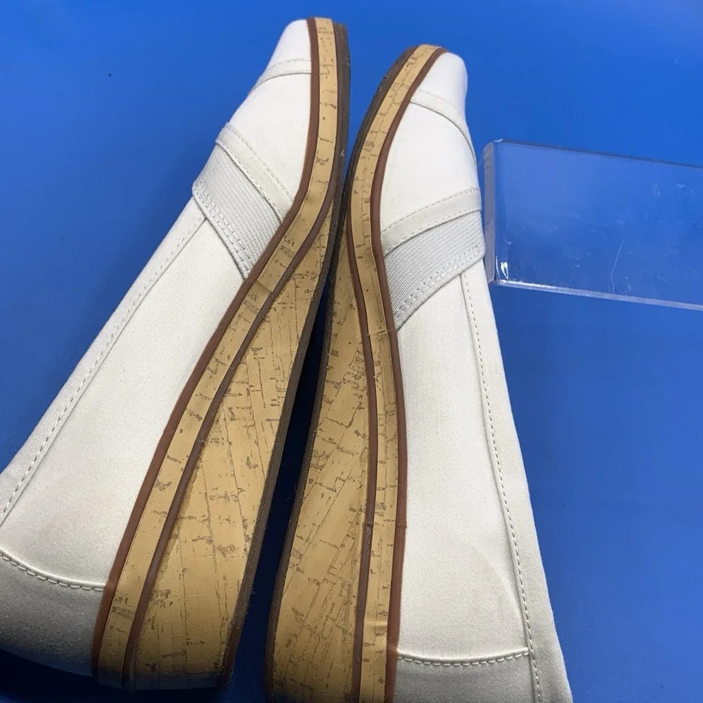 Grasshoppers Misty Wedge Shoes White Cork Heel Women's Size 9.5